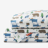 Forest Friends Classic Cool Organic Cotton Percale Bed Sheet Set - White Multi, Twin