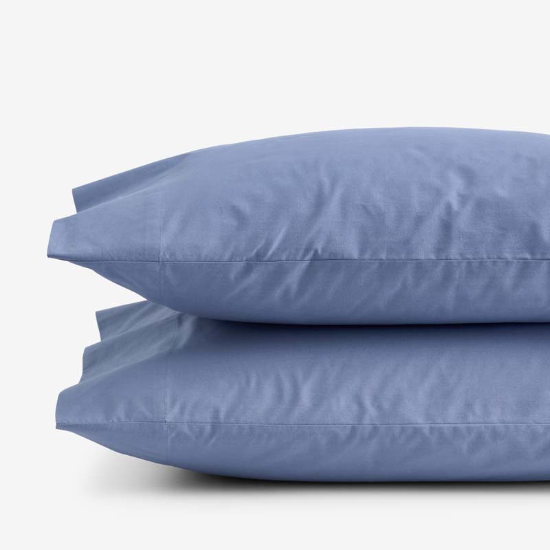 Solid Garment Washed Cotton Percale Pillowcase Set - Denim Blue, King