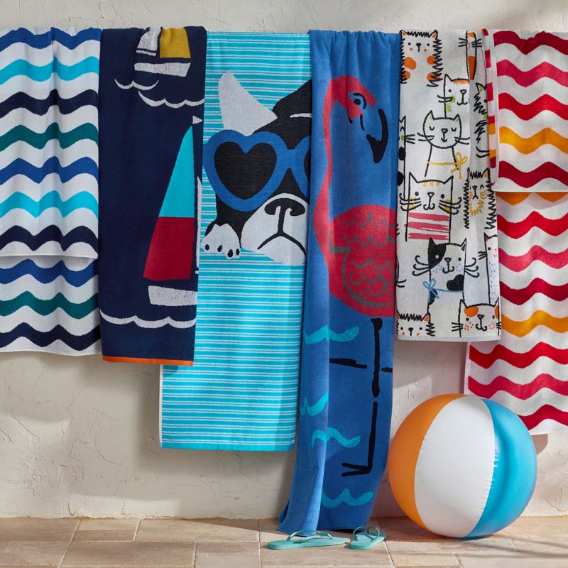 Cotton Terry Beach Towel - Flamingo