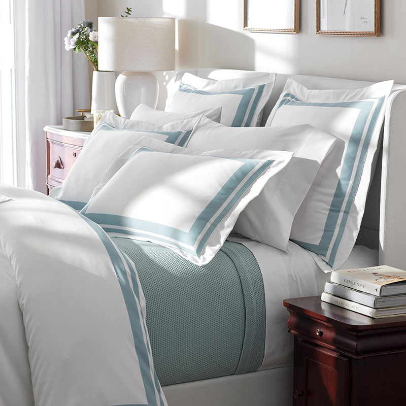 Double Border Premium Smooth Supima® Cotton Wrinkle-Free Sateen Duvet Cover - Cloud, Full