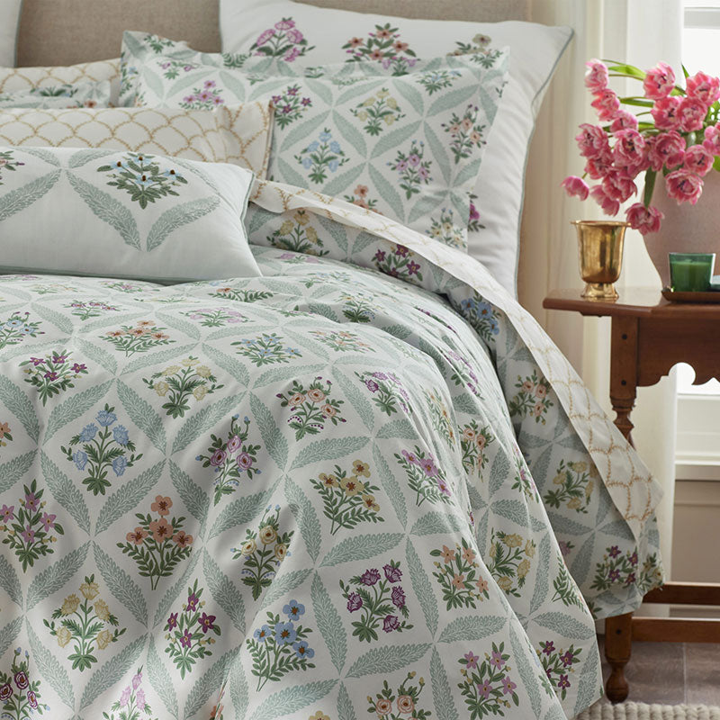 Estee Garden Classic Smooth Sateen Duvet Cover - Ivory Multi, Twin/Twin XL