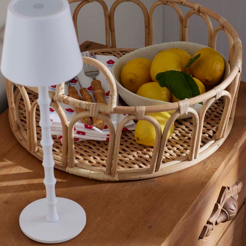 Bamboo Cordless LED Table Lamp - White