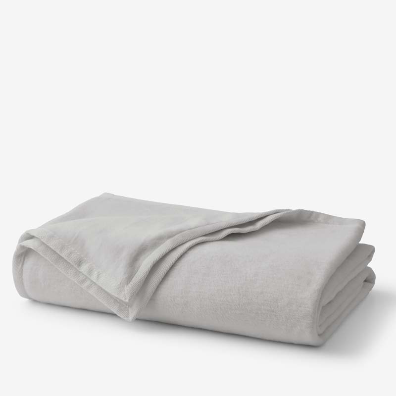 Cotton/Acrylic Fleece Blanket - Silver, Twin/Twin XL