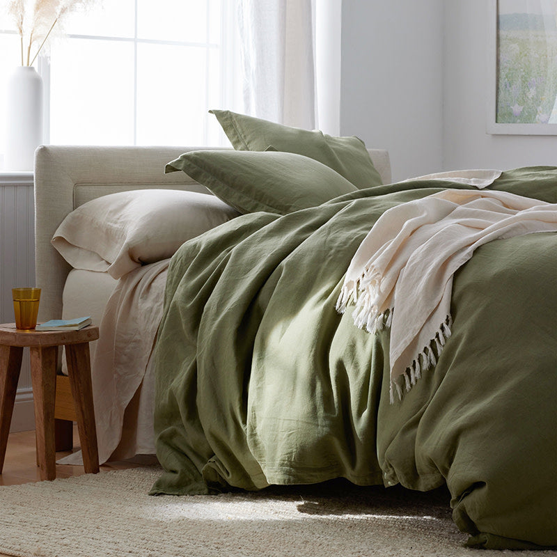 Premium Breathable Relaxed Linen Sham - Moss Green, Standard