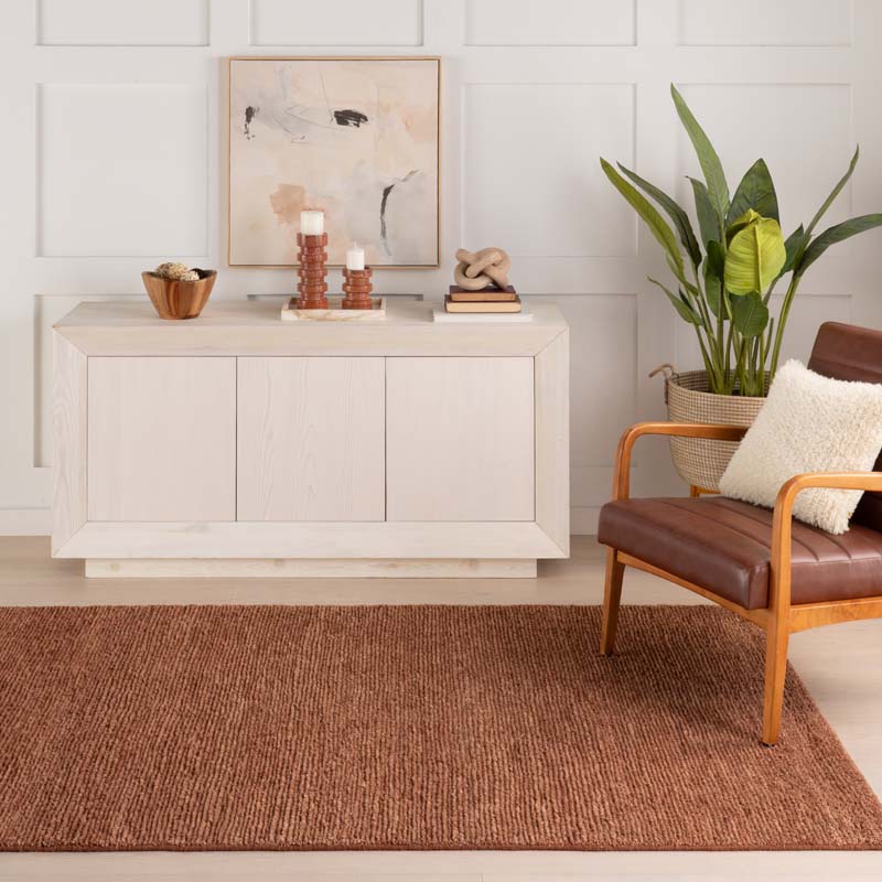 Ramsey Hank Knotted Wool Rug - Rust, 5' x 8'