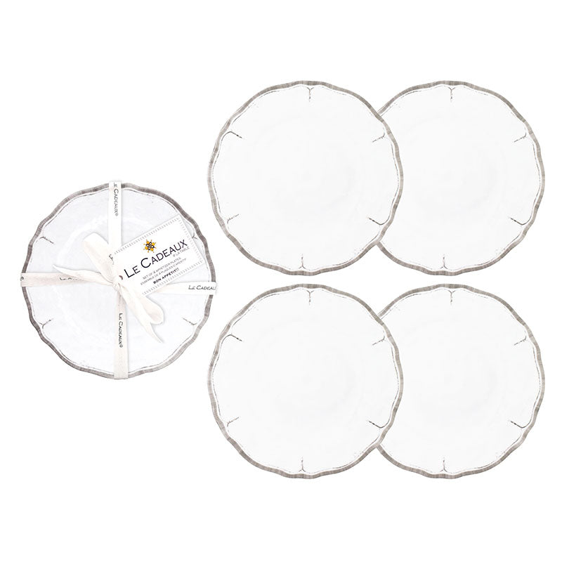 Rustica Antique White Melamine Appetizer Plates, Set of 4 - White