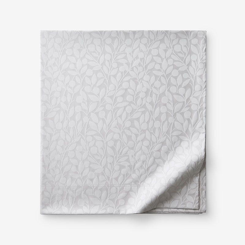 Jacquard Leaf Yarn-Dyed Premium Smooth Supima® Cotton Wrinkle-Free Sateen Flat Bed Sheet - Light Gray, Queen