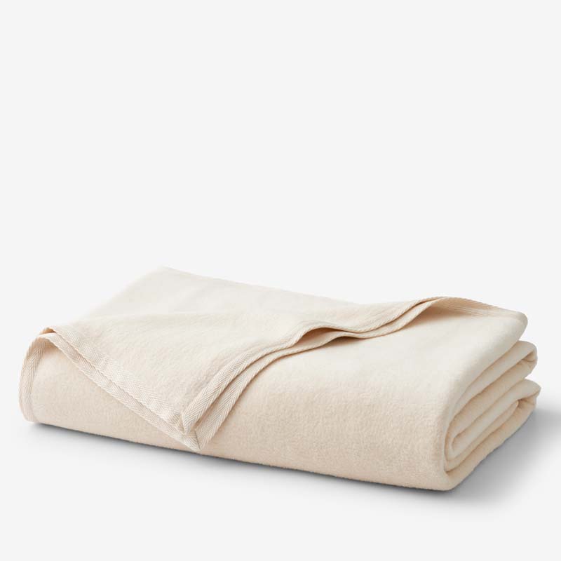Cotton/Acrylic Fleece Blanket - Ivory, Twin/Twin XL