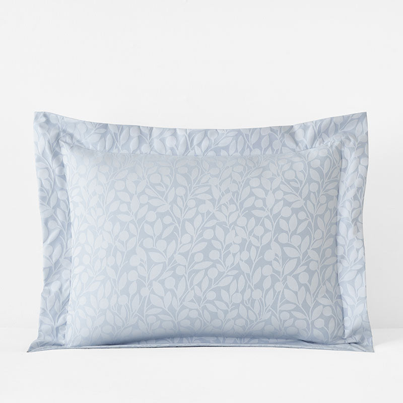 Jacquard Leaf Yarn-Dyed Premium Smooth Supima® Cotton Wrinkle-Free Sateen Sham - Blue Shadow, Standard