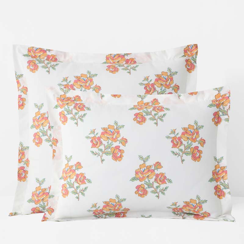 Blossoms and Stripes Classic Cool Cotton Percale Sham - Petal Charm, Euro