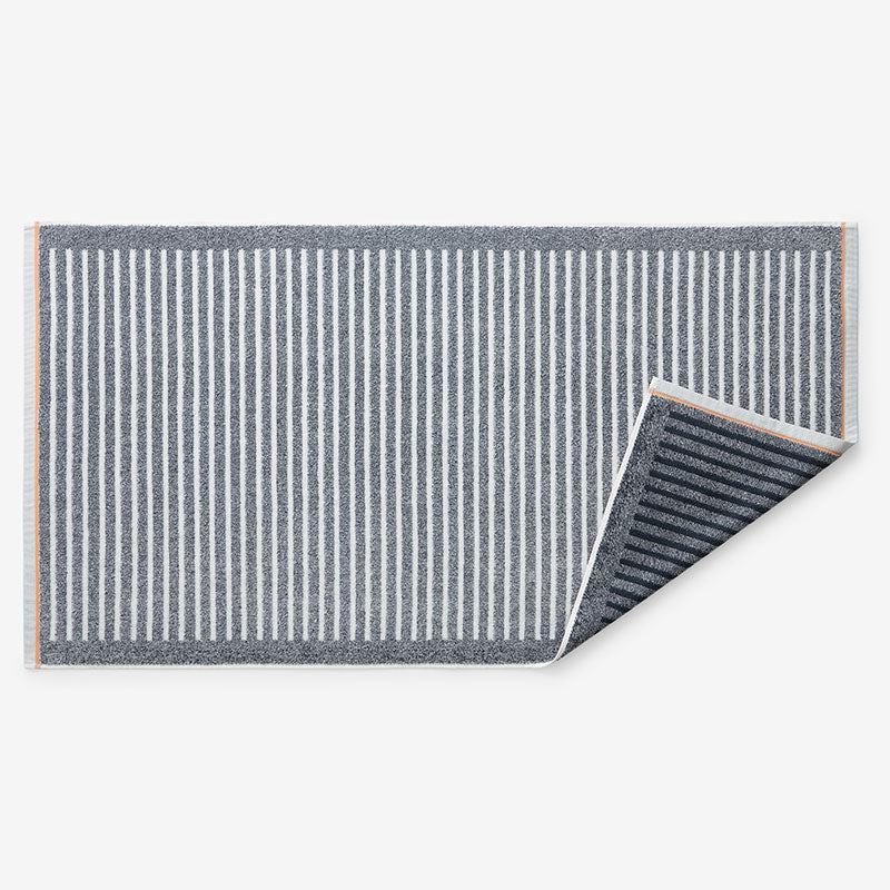 Mélange Stripe Reversible Cotton Hand Towel - Smoke Gray