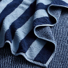Reversible Stripe Turkish Cotton Hand Towel - Dark Navy