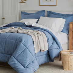 Classic Cool Cotton Percale Comforter - Slate Blue, Full/Queen
