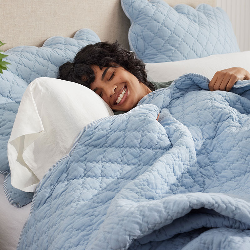 Scallop Quilt - Blue Sea, Full/Queen
