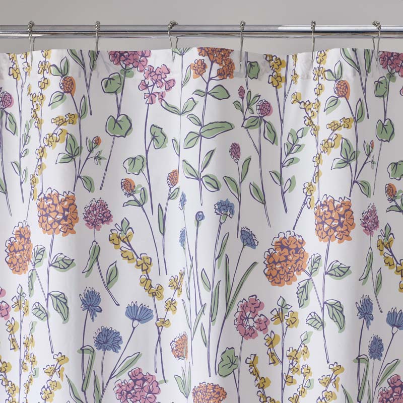 Garden Mirage Classic Cool Cotton Percale Shower Curtain - White Multi