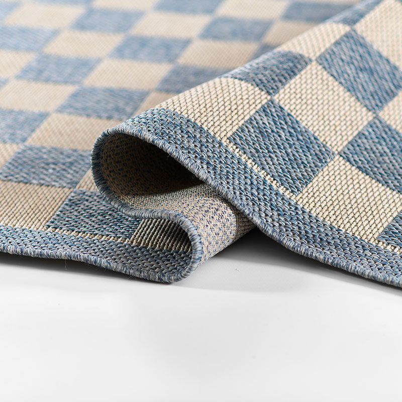 Checkered Outdoor Rug -  Blue, 5' x 8'