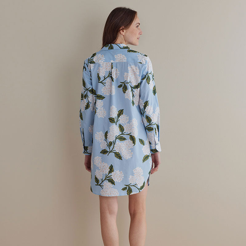 Poplin Women's Nightshirt - Hydrangea, XL