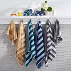Reversible Stripe Turkish Cotton Hand Towel - Dark Teal
