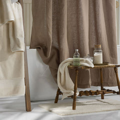 Premium Breathable Washed Linen Solid Shower Curtain - Pine Bark