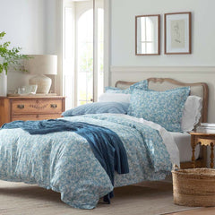 Joyful Floral Classic Smooth Sateen Comforter - Blue, Full/Queen