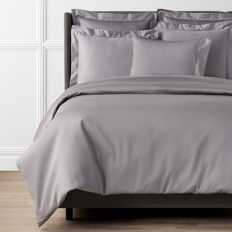 Premium Smooth Supima® Cotton Wrinkle-Free Sateen Duvet Cover - Silver, Full/Queen