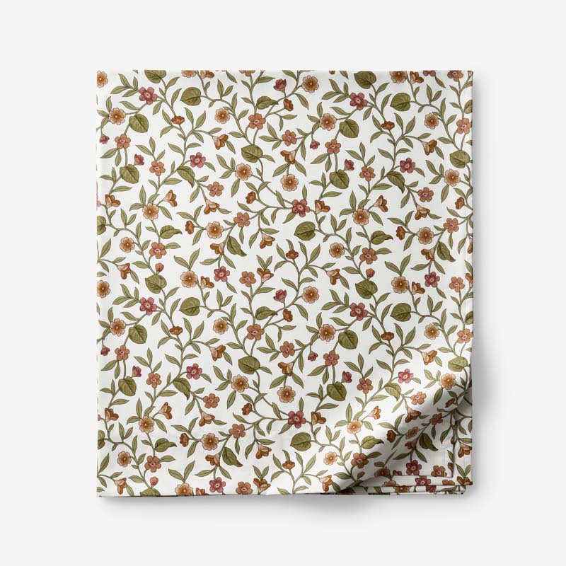 Garden Florals Premium Smooth Wrinkle-Free Sateen Flat Bed Sheet - Cream Multi, King/Cal. King