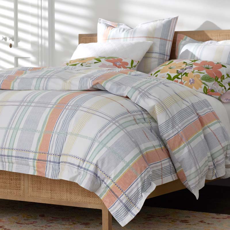 Alder Plaid Classic Cool Cotton Percale Duvet Cover - Multi, Full/Queen