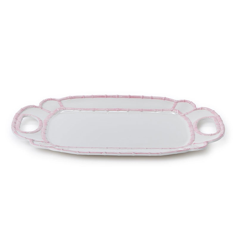 Faux Bamboo Border Melamine Platter - Light Pink