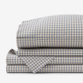 Classic Stripes and Plaids Cool Yarn-Dyed Cotton Percale Bed Sheet Set - Mini Check Multi, Queen