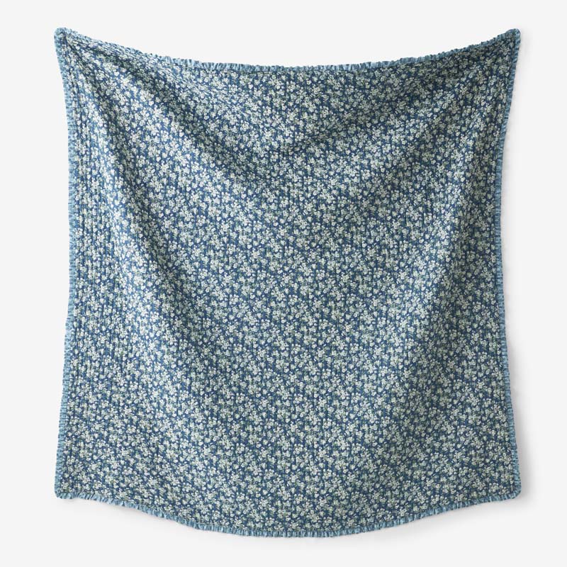Suhana Reversible Ruffle Quilted Sham - Blue, Euro