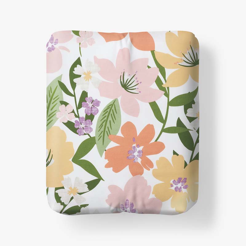Whimsy Garden Classic Cool Cotton Percale Fitted Bed Sheet - Multi, Full