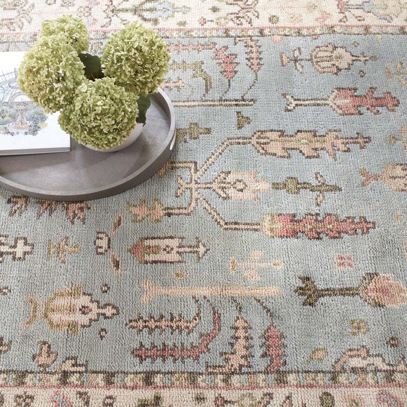 Athens Hand Knotted Wool Rug - Blue, 8' x 10'