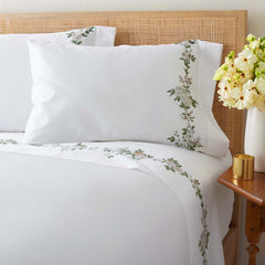 Blooming Melody Border Premium Smooth Wrinkle-Free Sateen Bed Sheet Set - White Multi, King