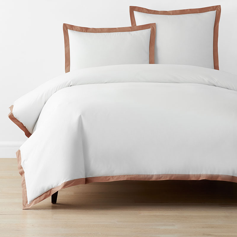 Solid Border Classic Cool Cotton Percale Duvet Cover - Clay, Full