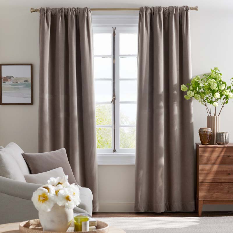 Velvet Blackout Window Curtain - Taupe, 108 in.