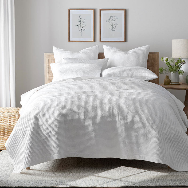Premium Smooth Cotton Sateen Solid Quilted Sham - White, Standard