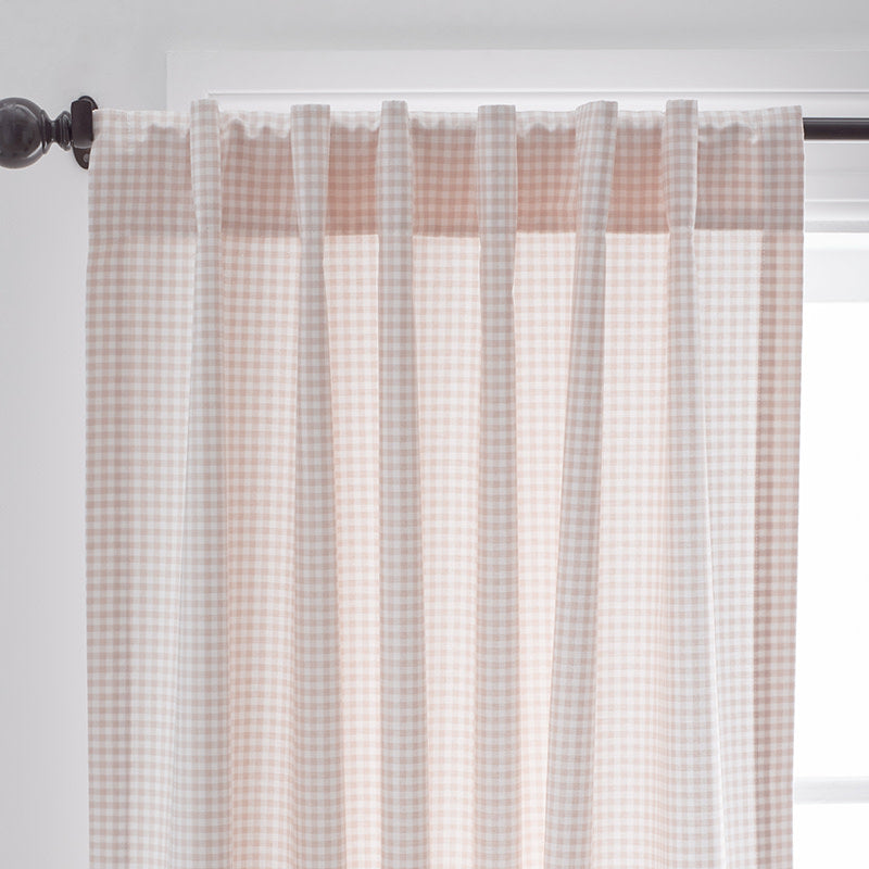 Ditsy Gingham Classic Cool Organic Cotton Percale Window Curtain - Pink, 44" x 63"