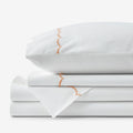 Embroidered Scallop Classic Cool Cotton Percale Bed Sheet Set - Melon, Full