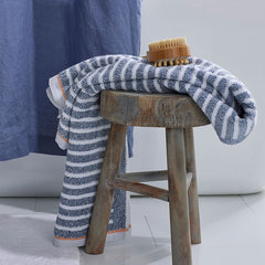 Mélange Stripe Reversible Cotton Bath Towel - Smoke Gray