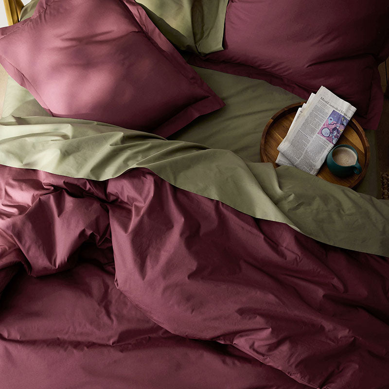 Classic Cool Cotton Percale Flat Bed Sheet - Plum, King/Cal King