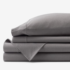 T-Shirt Soft Jersey Knit Bed Sheet Set - Dark Gray, Twin XL