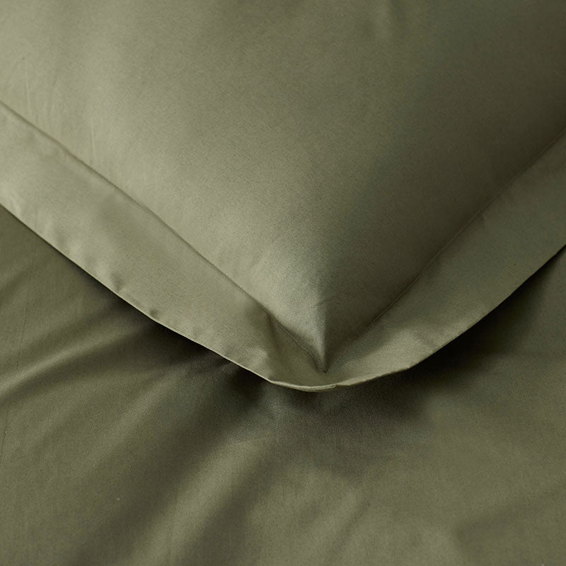 Classic Cool Cotton Percale Bed Duvet Cover - Olive Green, Full/Queen
