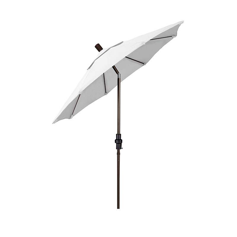 Round Outdoor Patio Umbrella, Fiberglass with Twist Tilt - Bronze Finish, Natural, 7.5'