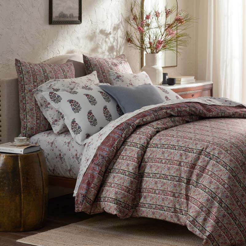 Aadrika Reversible Premium Smooth Sateen Duvet Cover - Burgundy, King/Cal. King