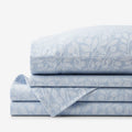 Jacquard Leaf Yarn-Dyed Premium Smooth Supima® Cotton Wrinkle-Free Sateen Bed Sheet Set - Blue Shadow, King