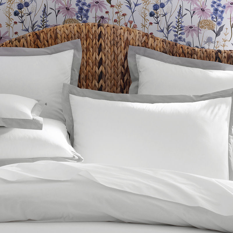 Solid Border Classic Cool Cotton Percale Duvet Cover - Gray Smoke, Full