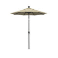 6' Round Outdoor Patio Umbrella, Aluminum with Push Button Tilt - Black Finish, Antique Beige