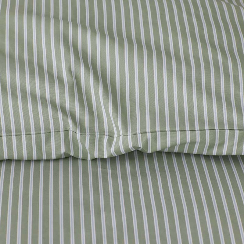 Tira Floral Classic Cool Cotton Percale Pillowcase Set - Stripe Green, King