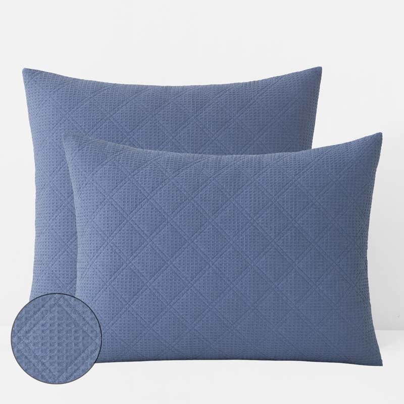 Waffle Quilted Sham - Denim Blue, King
