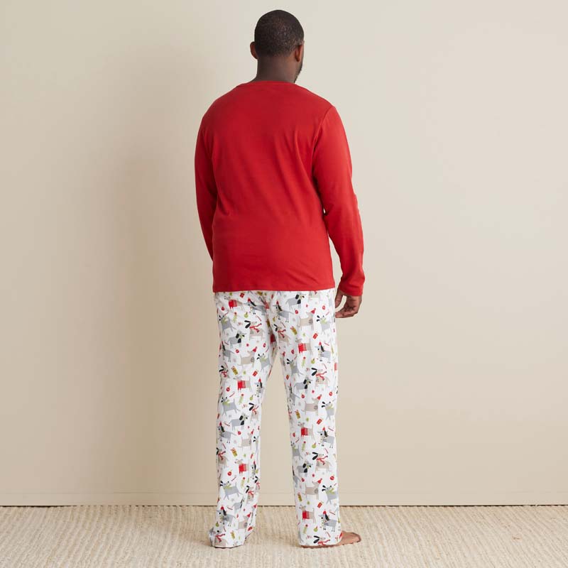 Family Printed Peruvian Cotton Men's Pajama Set - Holiday Paws, S